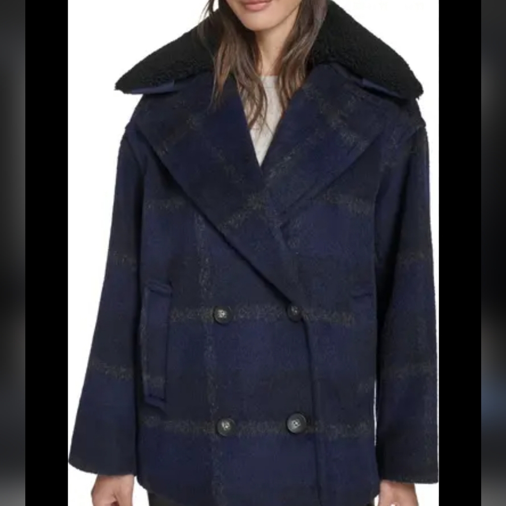 Levi's Women's Dark Blue Double-Breasted Pea Coat